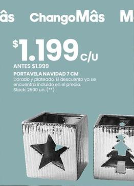 Oferta de Portavela Navidad 7 Cm por $1199 en Changomas