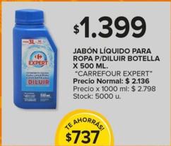 Oferta de Carrefour Expert - Jabón Líquido Para Ropa P/Diluir Botella por $1399 en Carrefour Maxi
