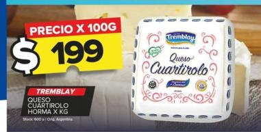 Oferta de Queso Cuartirolo Horma por $199 en Carrefour Maxi