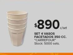 Oferta de Set 4 Vasos Facetados por $890 en Carrefour Maxi
