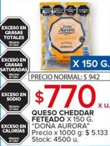 Oferta de Dona Aurora - Queso Cheddar Feteado por $770 en Carrefour Maxi