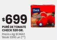 Oferta de Check - Puré De Tomate 520 Gr. por $699 en HiperChangomas