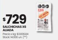 Oferta de Aliada - Salchichas x6 por $729 en HiperChangomas
