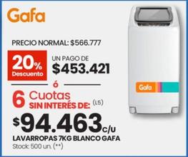 Oferta de Gafa - Lavarropa 7Kg Blanco  por $453421 en HiperChangomas