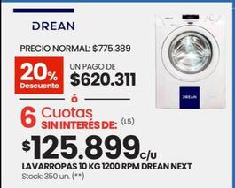 Oferta de Drean - Lavarropas 10 Kg 1200 RPM Next por $620311 en HiperChangomas