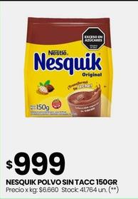 Oferta de Nestlé - Nesquik Polvo Sin Tacc 150gr por $999 en Changomas