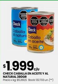 Oferta de Check - Caballa En Aceite Y Al Natural por $1999 en Changomas