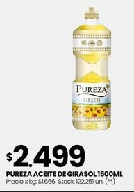 Oferta de Pureza - Aceite De Girasol 1500ML por $2499 en Changomas
