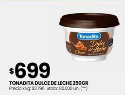 Oferta de Tonadita - Dulce De Leche 250GR por $699 en Changomas