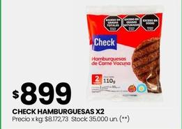 Oferta de Check - Hamburguesas X2 por $899 en Changomas