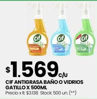 Oferta de Cif - Antigrasa Baño O Vidrios Gatillo X por $1569 en Changomas
