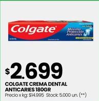 Oferta de Colgate - Crema Dental Anticaries 180GR por $2699 en Changomas