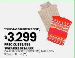 Oferta de Sweaters De Mujer por $39588 en Changomas