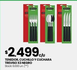 Oferta de Simonaggio - Tenedor, Cuchillo Y Cuchara Treviso X3 Negro por $2499 en Changomas