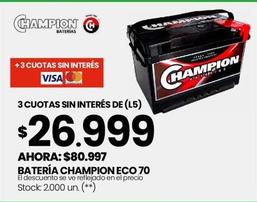 Oferta de Champion - Bateria Eco 70 por $80997 en Changomas