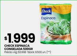 Oferta de Check - Espinaca Congelada por $1999 en HiperChangomas