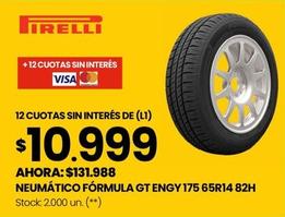 Oferta de Pirelli - Neumatico Formula Gt Engy 175 65R14 82H por $131988 en HiperChangomas