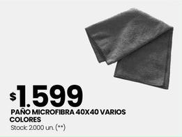 Oferta de Paño Microfibra 40 X 40 Varios Colores por $1599 en HiperChangomas