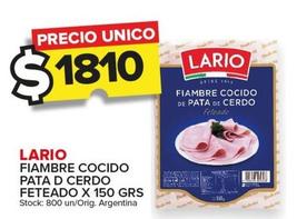 Oferta de Lario - Fiambre Cocido Pata D Cerdo Feteado por $1810 en Carrefour Maxi