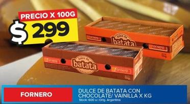 Oferta de Fornero - Dulce De Batata Con Chocolate / Vainilla por $299 en Carrefour Maxi