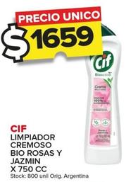 Oferta de Cif - Limpiador Cremoso Bio Rosas Y Jazmin X 750 Cc por $1659 en Carrefour Maxi