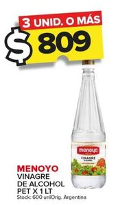 Oferta de Menoyo - Vinagre De Alcohol Pet X 1 Lt por $809 en Carrefour Maxi