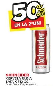 Oferta de Schneider - Cerveza Rubia Lata X 710 Cc en Carrefour Maxi