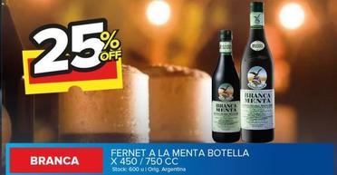 Oferta de Branca - Fernet A La Menta Botella X 450 / 750 cc en Carrefour Maxi