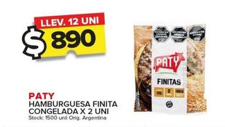 Oferta de Paty - Hamburguesa Finita Congelada por $890 en Carrefour Maxi