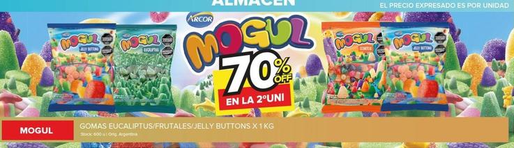 Oferta de Arcor - Mogul Gomas Eucaliptus/Frutales/Jelly Buttons en Carrefour Maxi