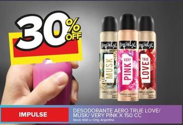 Oferta de Impulse - Desodorante Aero True Love / Musk / Very Pink en Carrefour Maxi