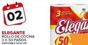 Oferta de Elegante - Rollo De Cocina 3 X 50 Panos en Carrefour Maxi