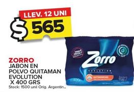 Oferta de Zorro - Jabon En Polvo Quitaman Evolution por $565 en Carrefour Maxi