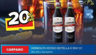 Oferta de Carpano - Vermouth Rosso Botella en Carrefour Maxi
