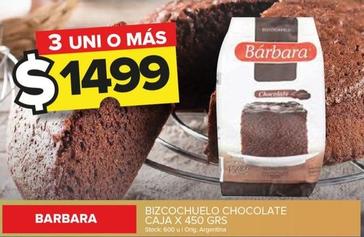 Oferta de Barbara - Bizcochuelo Chocolate Caja por $1499 en Carrefour Maxi