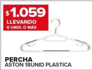Oferta de Percha Aston 18 Unid Plastica por $1059 en Carrefour Maxi