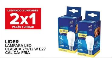 Oferta de Lider - Lampada Led Clasica 7/9/13 W E27 Calida / Fria en Carrefour Maxi