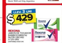 Oferta de Rexona - Jabón De Tocador Bamboo/Menta/Nutri Orchid  por $429 en Carrefour Maxi