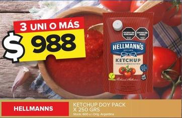 Oferta de Hellmann's - Ketchup Doy Pack  por $988 en Carrefour Maxi