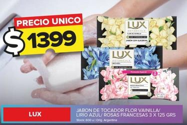 Oferta de Lux - Jabon De Tocador Flor Vanilla / Lirio Azul / Rosas Francesas por $1399 en Carrefour Maxi