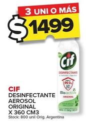 Oferta de Cif - Desinfectante Aerosol Original X 360 Cm3 por $1499 en Carrefour Maxi