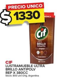 Oferta de Cif - Lustramueble Ultra Brillo Antipolv Rep X 380cc por $1330 en Carrefour Maxi