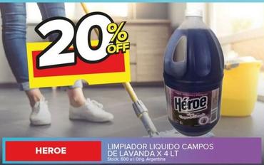 Oferta de Heroe - Limpiador Liquido Campos De Lavanda  X 4 LT en Carrefour Maxi