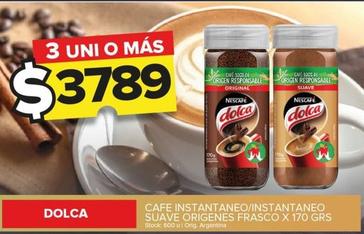 Oferta de Dolca - Cafe Instantaneo/Insantaneo Suave Origenes Frasco  por $3789 en Carrefour Maxi