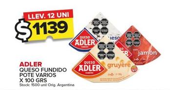 Oferta de Adler - Queso Fundido Pote Varios X 100 GRS  por $1139 en Carrefour Maxi