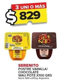 Oferta de Serenito - Postre Vainilla/Chocolate Wau Pote X100 GRS  por $829 en Carrefour Maxi
