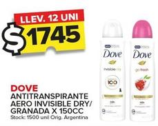 Oferta de Dove - Antitranspirante Aero Invisible Dry/Granada X 150CC por $1745 en Carrefour Maxi