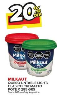 Oferta de Milkaut - Queso Untable Light/Clasico Crematto Pote X 285 GRS  en Carrefour Maxi