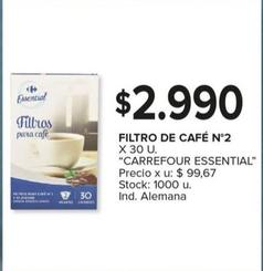 Oferta de Carrefour - Filtro de Cafe  por $2990 en Carrefour Maxi