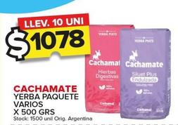Oferta de Cachamate - Yerba Paquete por $1078 en Carrefour Maxi